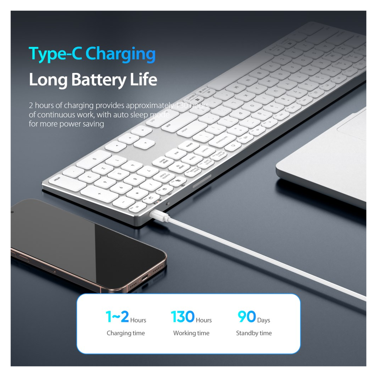 Dux Ducis LK Series Draadloos Toetsenbord Bluetooth Keyboard Wit afbeelding 5