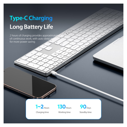 Dux Ducis LK Series Draadloos Toetsenbord Bluetooth Keyboard Wit afbeelding 5