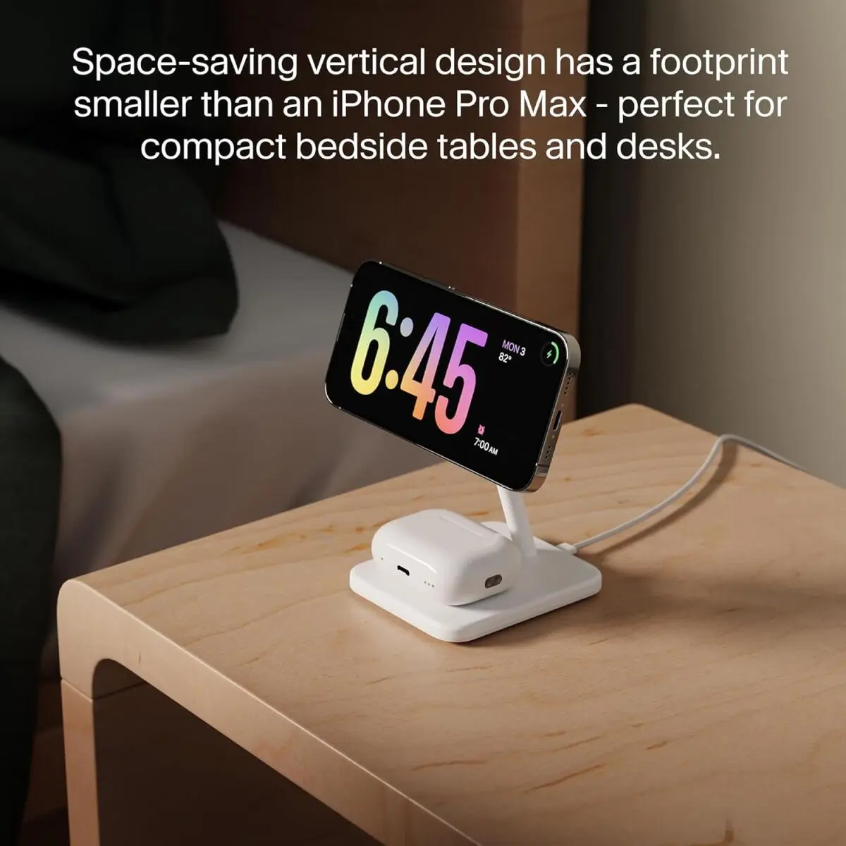 Twelve South HiRise 2 Deluxe 2-in-1 Draadloze MagSafe / Qi2 Oplader 15W Wit afbeelding 3