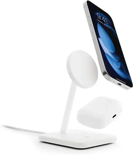 Twelve South HiRise 2 Deluxe 2-in-1 Draadloze MagSafe / Qi2 Oplader 15W Wit afbeelding 1