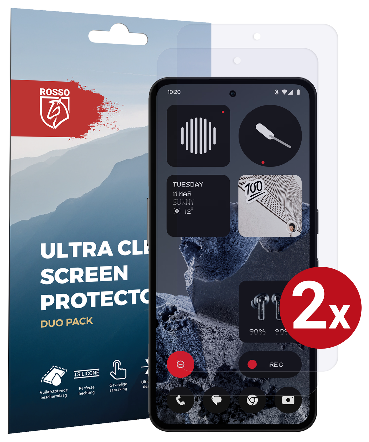 Rosso Nothing CMF Phone 2 Pro Screen Protector Case Friendly Folie Duo Pack afbeelding 1