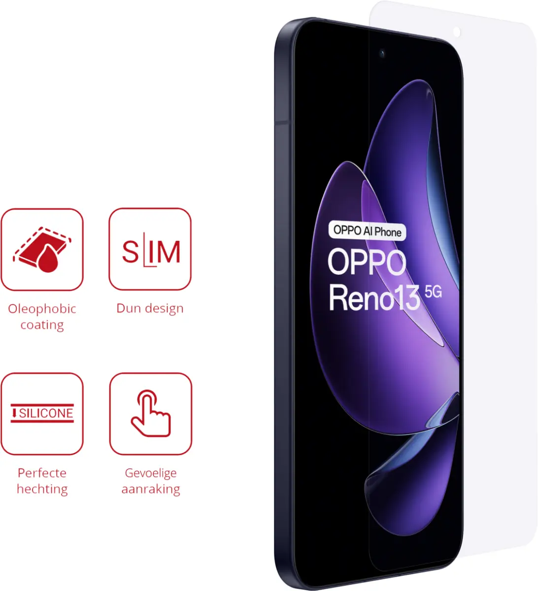 Rosso Oppo Reno 13 Screen Protector Case Friendly Folie Duo Pack afbeelding 2