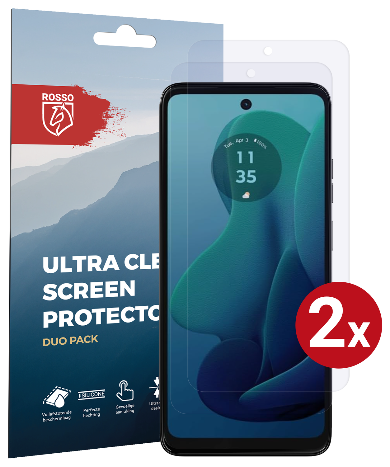 Rosso Motorola Moto G 5G (2024) Screen Protector Case Friendly Folie Duo Pack afbeelding 1