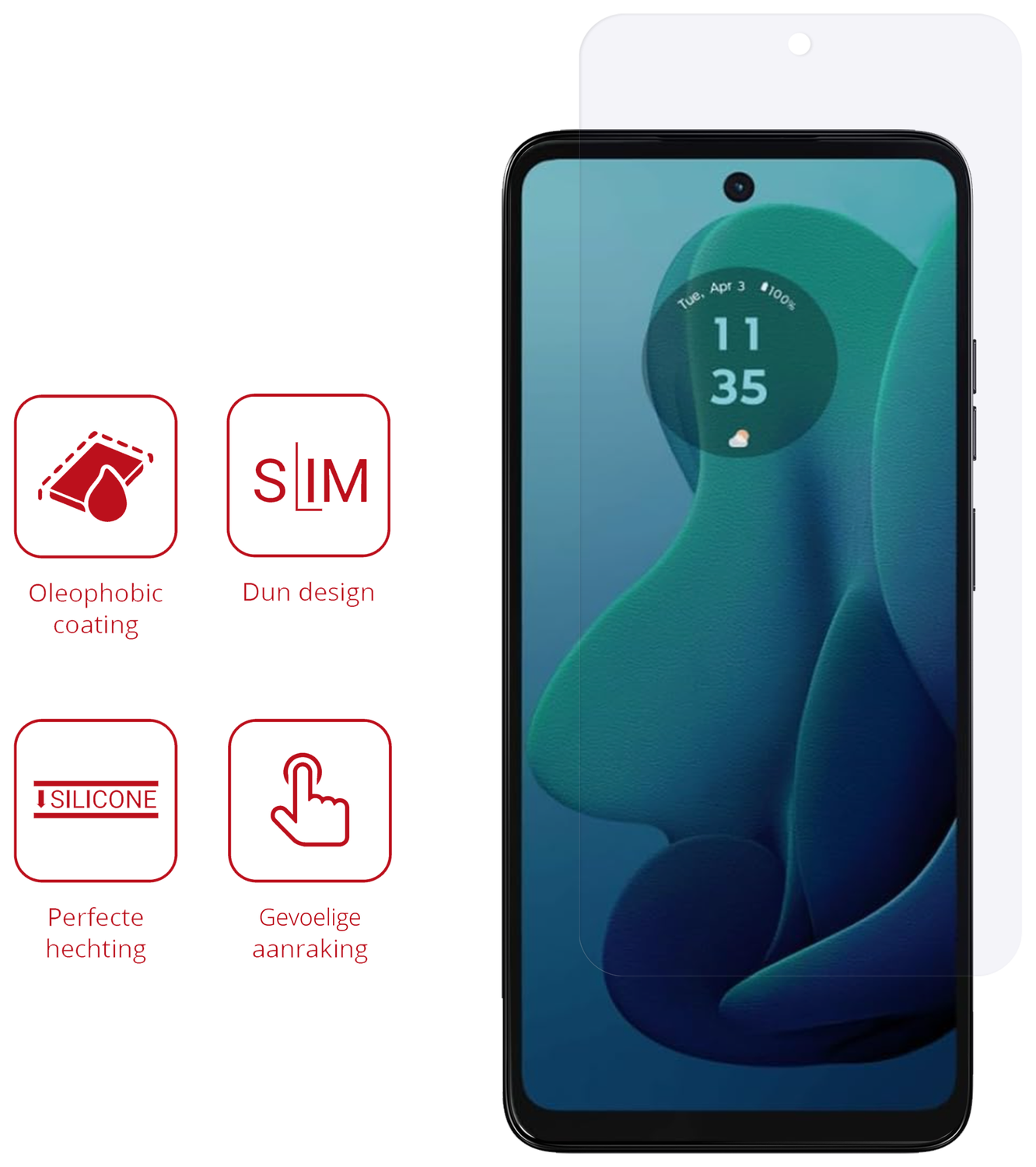 Rosso Motorola Moto G 5G (2024) Screen Protector Case Friendly Folie Duo Pack afbeelding 2