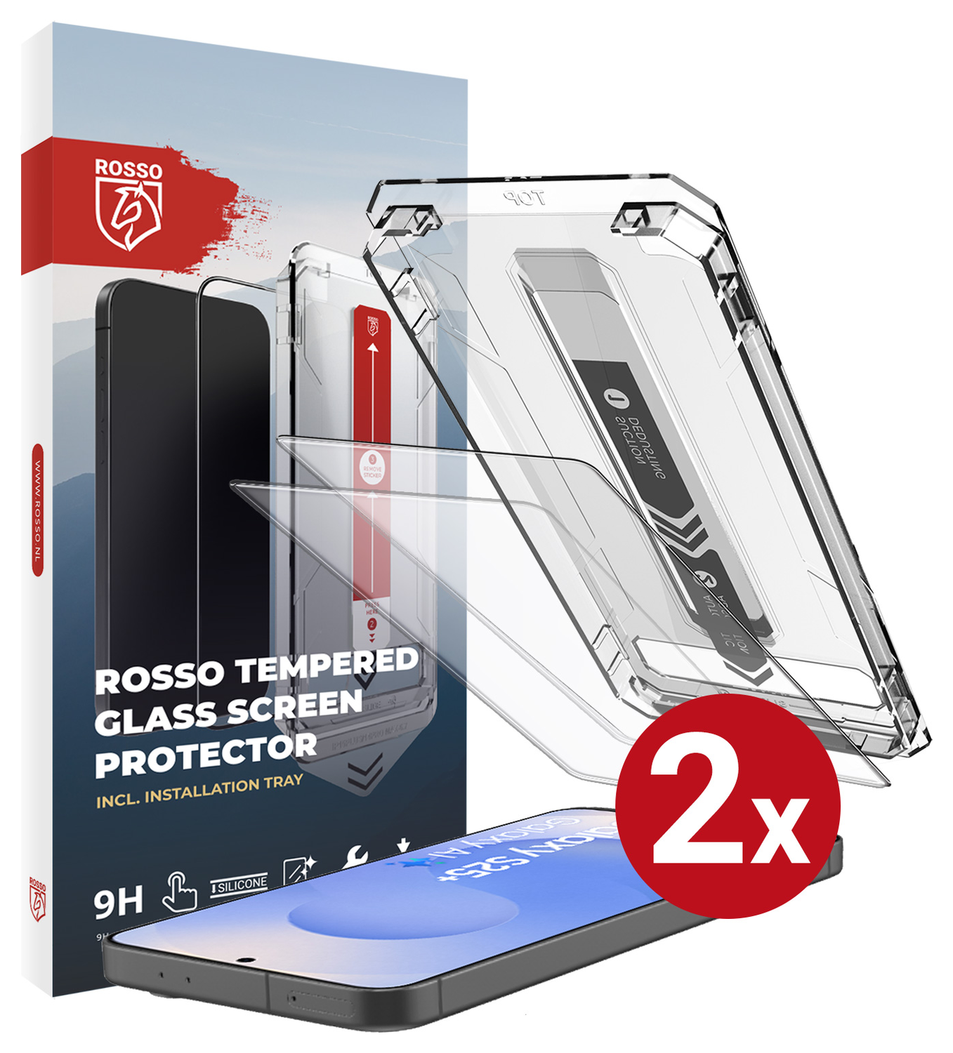 Rosso Samsung Galaxy S25 Plus Tempered Glass met Installatietray (2-Pack) afbeelding 12
