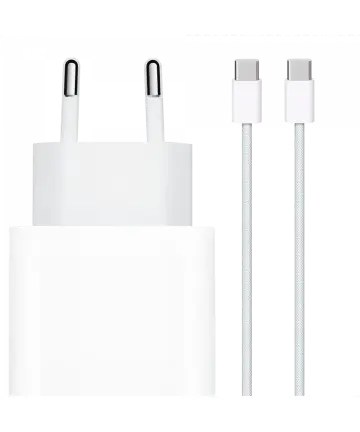 Originele Apple 20W USB-C Oplader met Geweven USB-C Kabel 1 Meter Wit Opladers