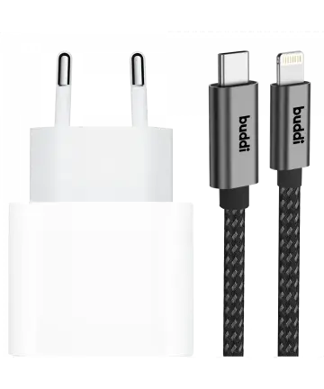 Originele Apple 20W USB-C Oplader met Buddi Lightning Kabel 1 Meter Opladers