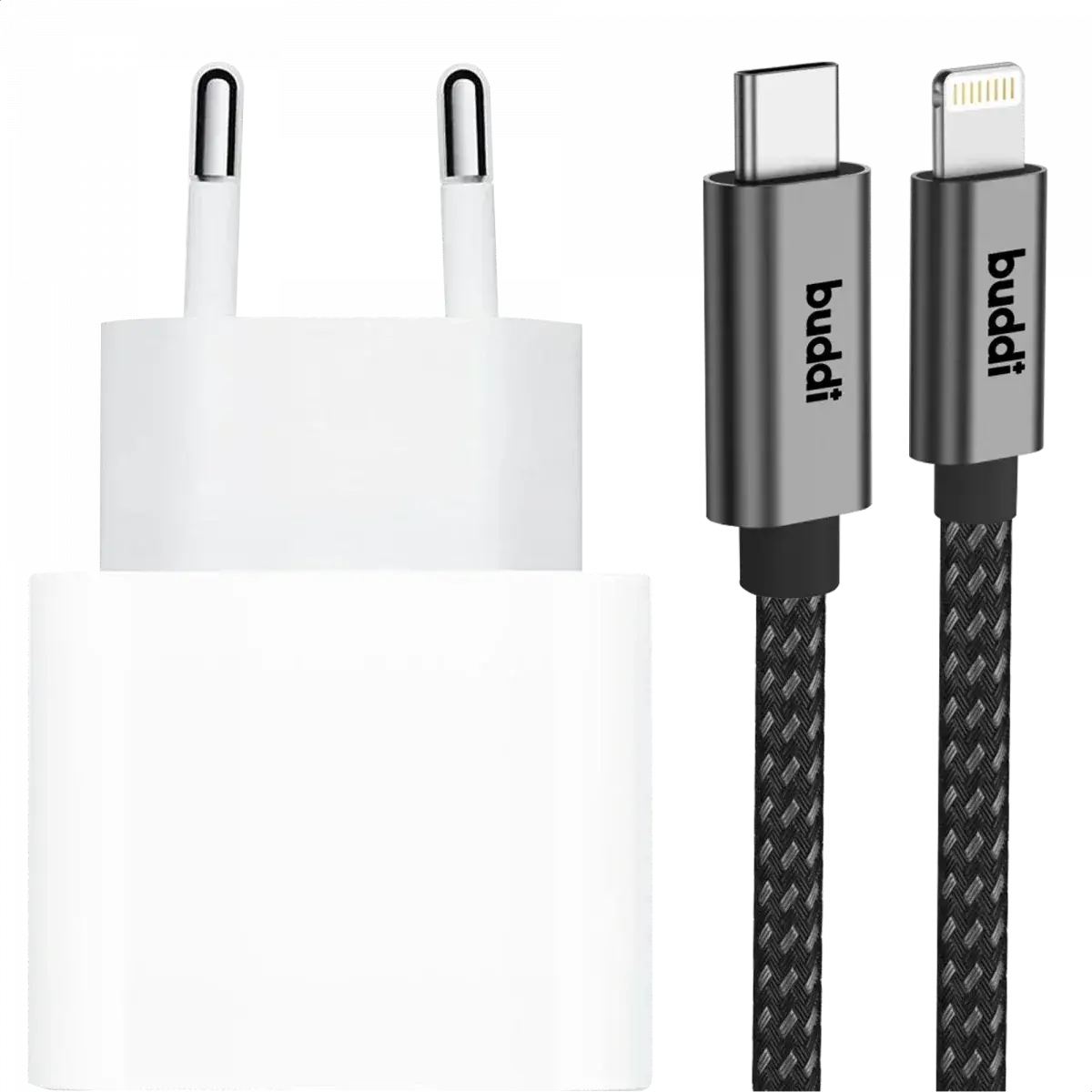 Originele Apple 20W USB-C Oplader met Buddi Lightning Kabel 1M Zwart afbeelding 9