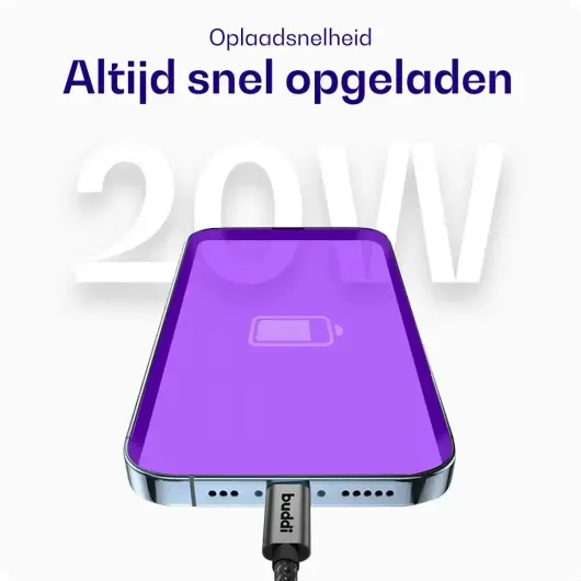 Originele Apple 20W USB-C Oplader met Buddi Lightning Kabel 1M Zwart afbeelding 7