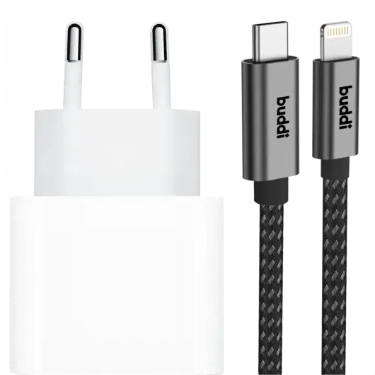 Originele Apple 20W USB-C Oplader met Buddi Lightning Kabel 1M Zwart afbeelding 9