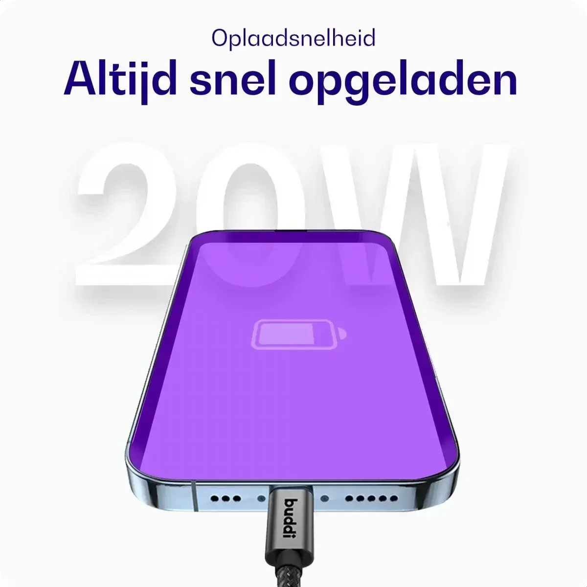 Originele Apple 20W USB-C Oplader met Buddi USB-C Kabel 1M Zwart afbeelding 7