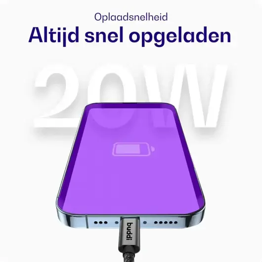 Originele Apple 20W USB-C Oplader met Buddi USB-C Kabel 1M Zwart afbeelding 7
