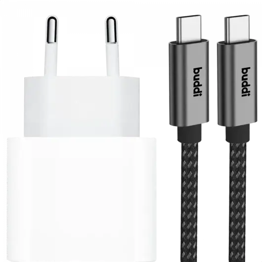 Originele Apple 20W USB-C Oplader met Buddi USB-C Kabel 1M Zwart afbeelding 9