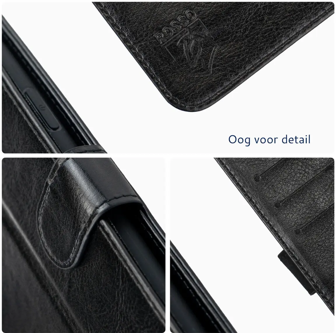 Rosso Element Oppo Reno 13 F Hoesje Book Case Wallet Zwart afbeelding 3
