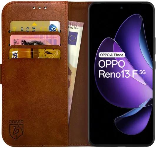 Rosso Element Oppo Reno 13 F Hoesje Book Case Wallet Bruin afbeelding 1