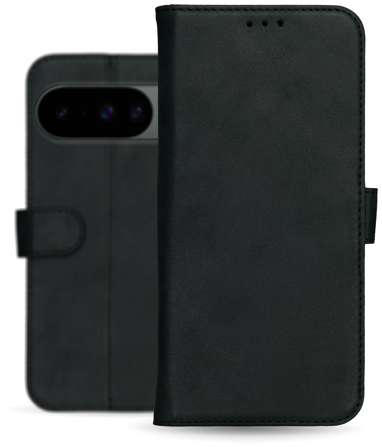Rosso Deluxe Google Pixel 10 / 10 Pro Hoesje Echt Leer Book Case Zwart afbeelding 8