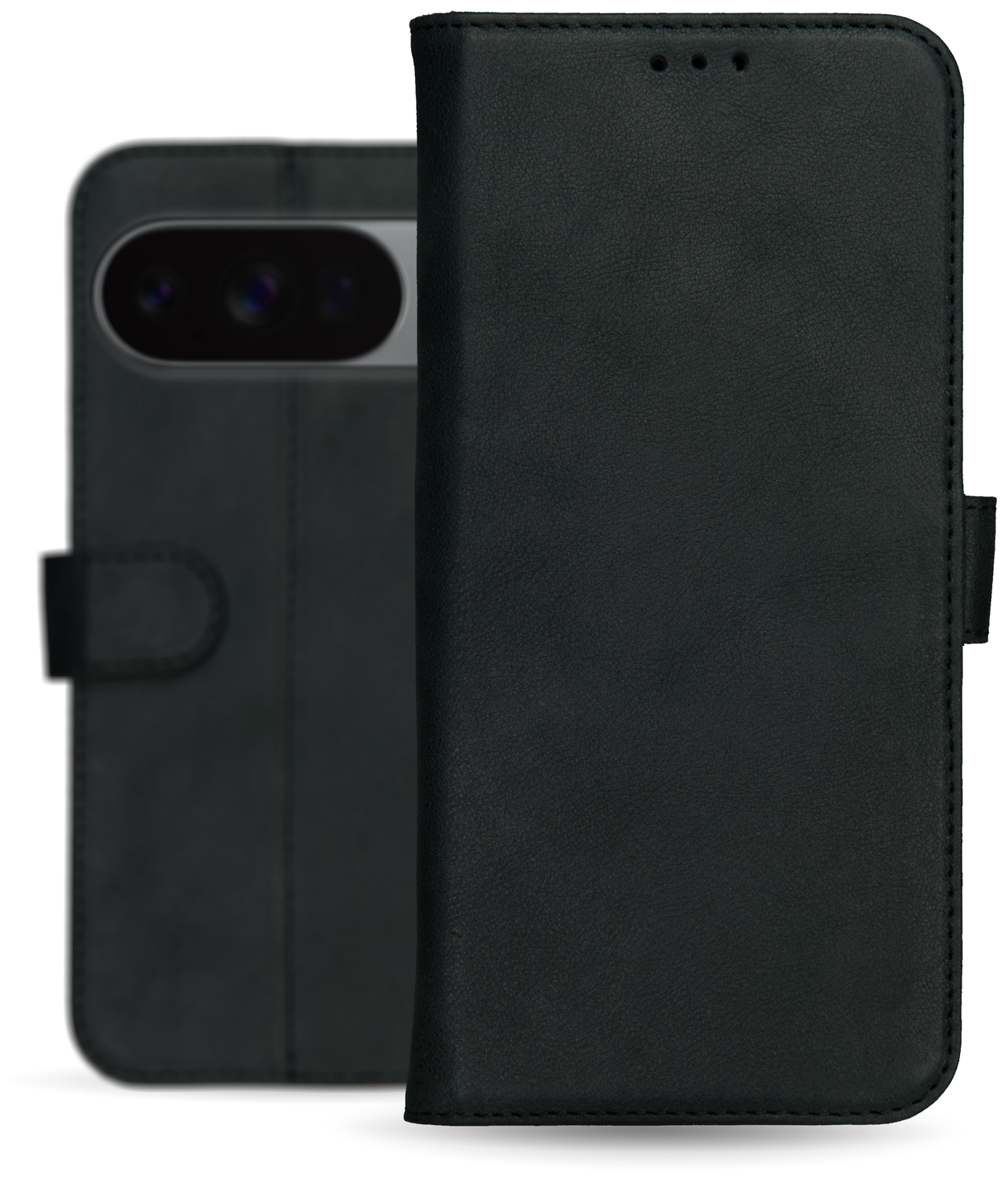 Rosso Deluxe Google Pixel 10 Pro XL Hoesje Echt Leer Book Case Zwart afbeelding 10
