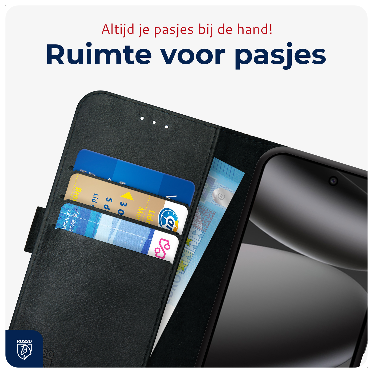 Rosso Deluxe Google Pixel 10 Pro XL Hoesje Echt Leer Book Case Zwart afbeelding 7