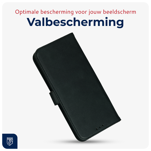 Rosso Deluxe Google Pixel 10 Pro XL Hoesje Echt Leer Book Case Zwart afbeelding 6