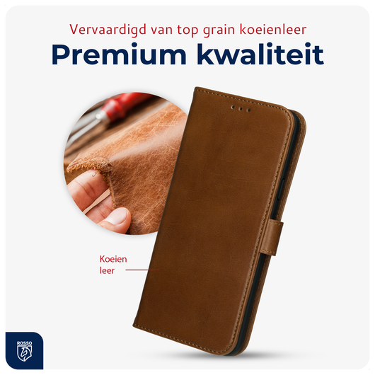 Rosso Deluxe Google Pixel 10 Pro XL Hoesje Echt Leer Book Case Bruin afbeelding 4