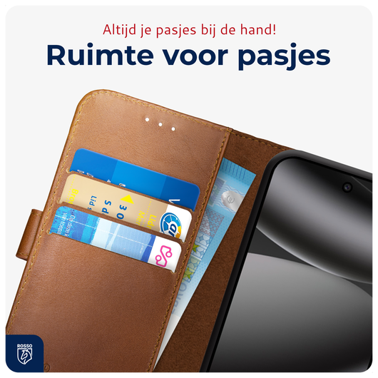 Rosso Deluxe Google Pixel 10 Pro XL Hoesje Echt Leer Book Case Bruin afbeelding 6