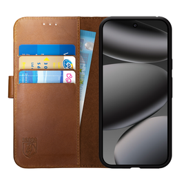 Rosso Deluxe Google Pixel 10 Pro XL Hoesje Echt Leer Book Case Bruin afbeelding