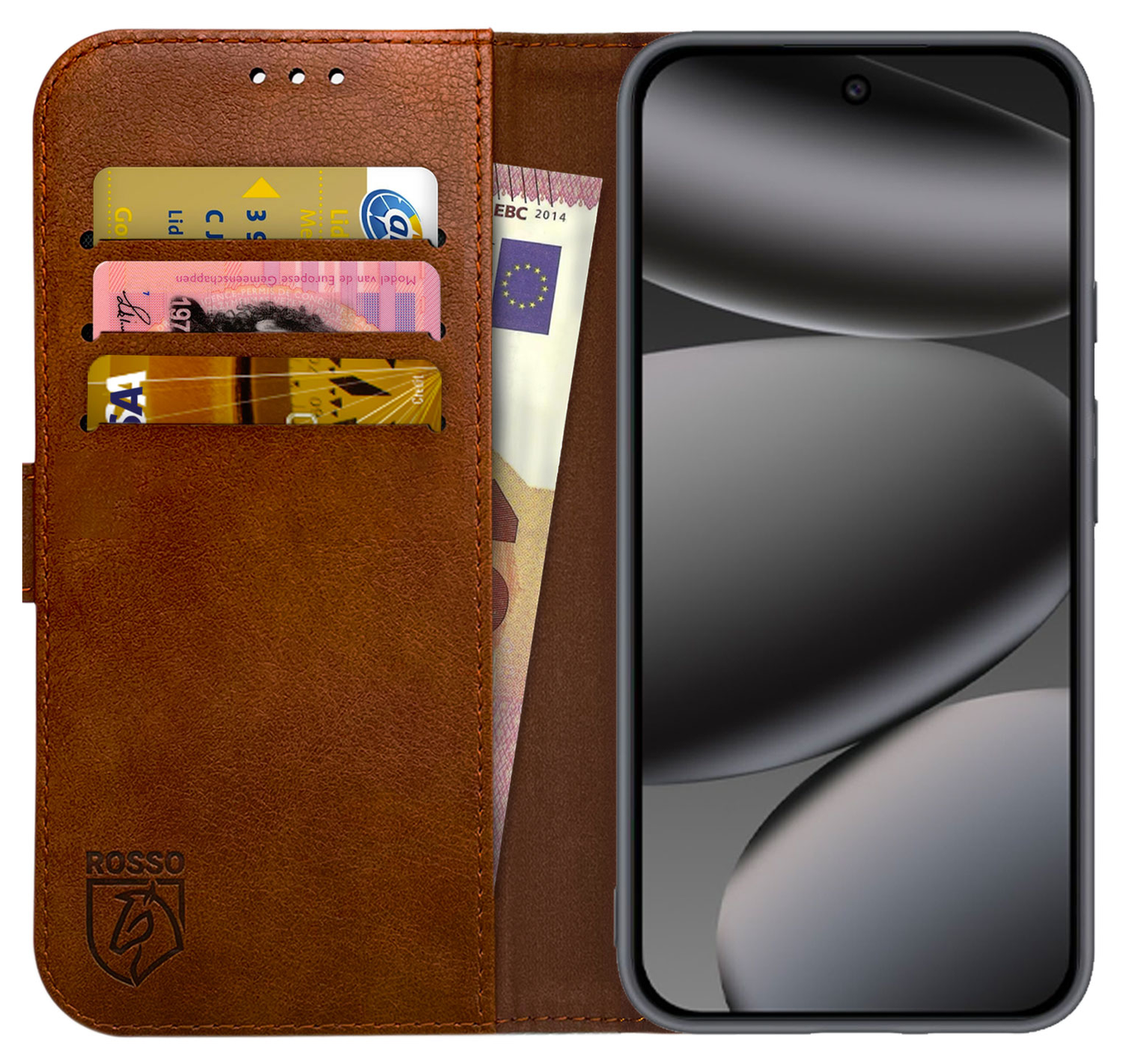 Rosso Element Google Pixel 10 Pro XL Hoesje Book Case Wallet Bruin afbeelding 1