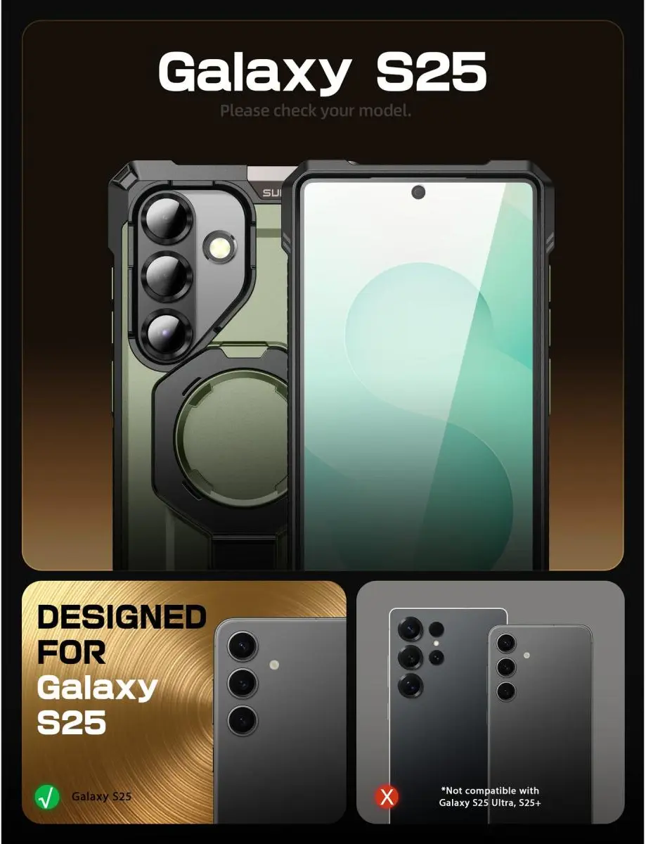 SUPCASE UB Grip Samsung Galaxy S25 Hoesje MagSafe / Qi2 Kickstand Groen afbeelding 3