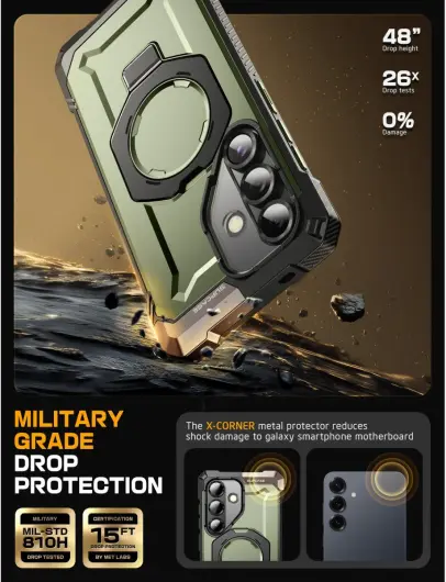 SUPCASE UB Grip Samsung Galaxy S25 Hoesje MagSafe / Qi2 Kickstand Groen afbeelding 4