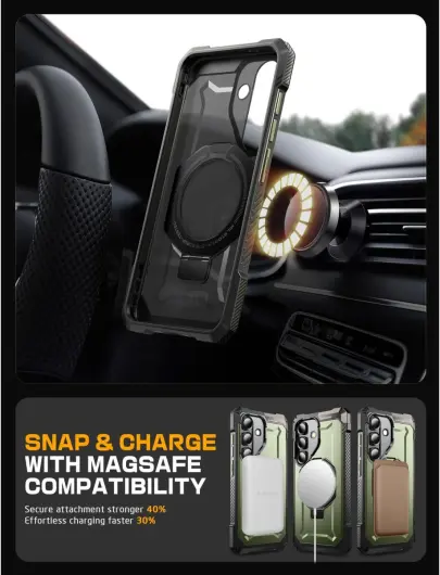 SUPCASE UB Grip Samsung Galaxy S25 Hoesje MagSafe / Qi2 Kickstand Groen afbeelding 7