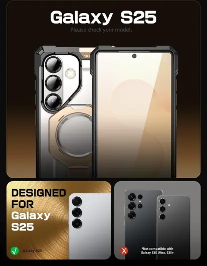 SUPCASE UB Grip Samsung Galaxy S25 Hoesje MagSafe / Qi2 Kickstand Goud afbeelding 3