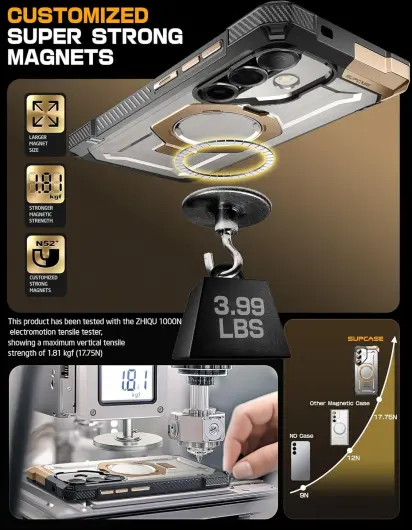 SUPCASE UB Grip Samsung Galaxy S25 Hoesje MagSafe / Qi2 Kickstand Goud afbeelding 6