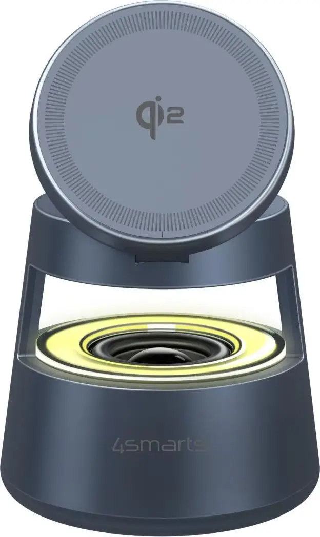 4smarts Aura Sound 3-in-1 Qi2 Draadloze Oplader Smartphone/AirPods/Watch Grijs afbeelding 2