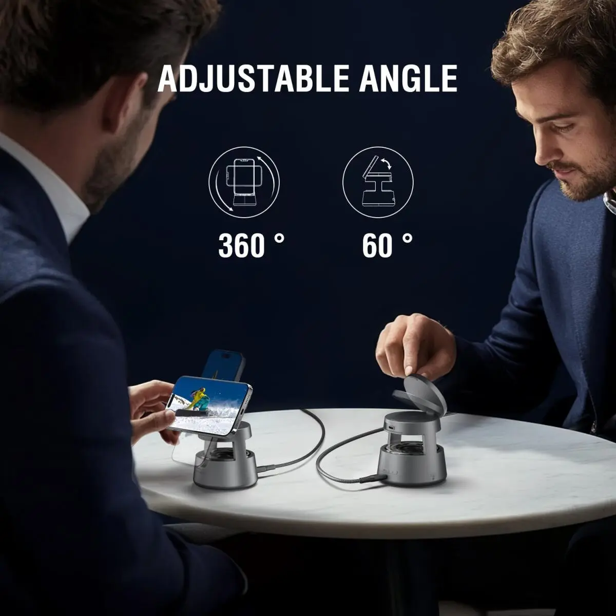 4smarts Aura Sound 3-in-1 Qi2 Draadloze Oplader Smartphone/AirPods/Watch Grijs afbeelding 4