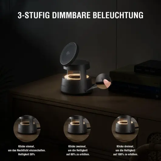 4smarts Aura Sound 3-in-1 Qi2 Draadloze Oplader Smartphone/AirPods/Watch Grijs afbeelding 6