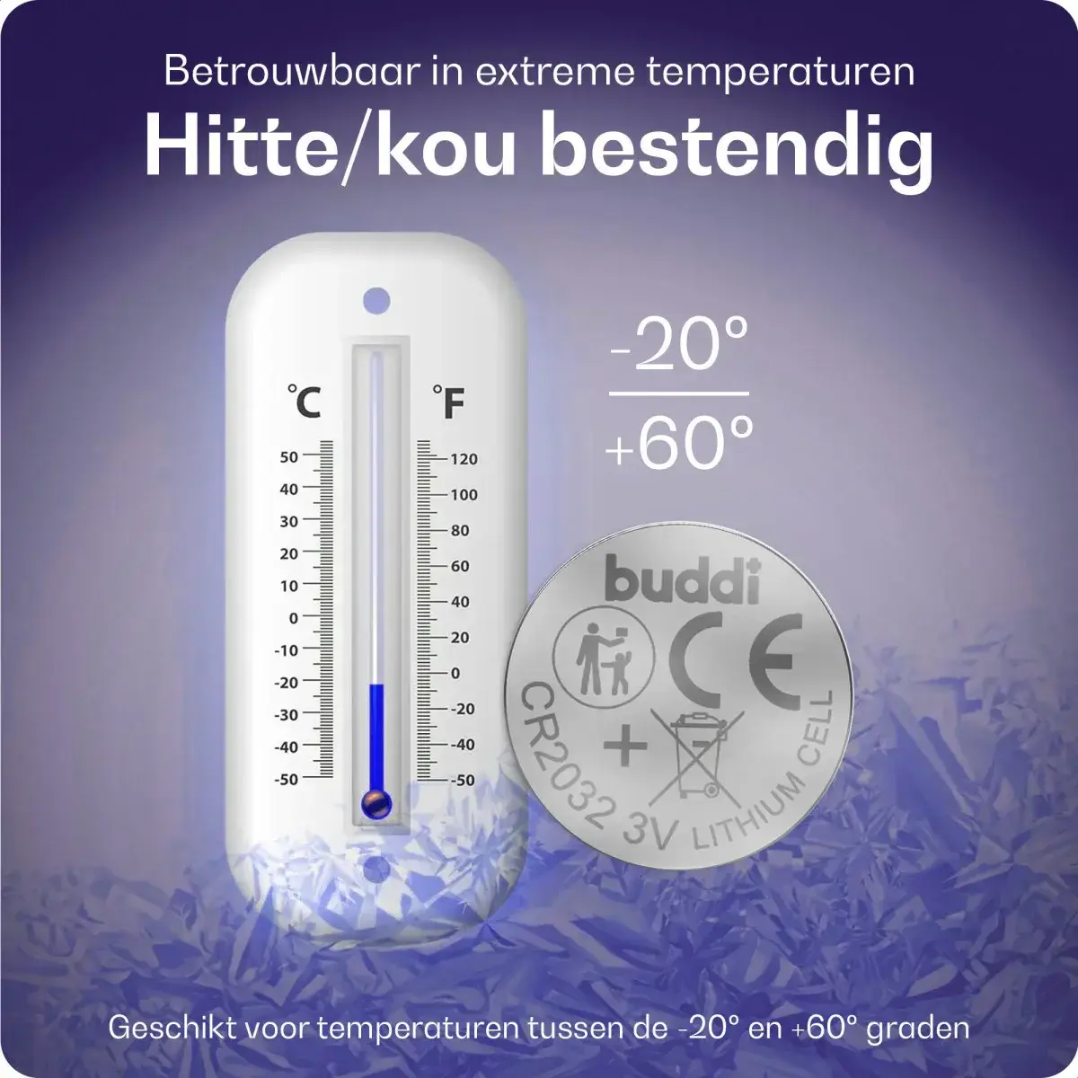 Buddi CR2032 Lithium Knoopcel Batterij 210mh / 3V (5-Pack) afbeelding 4
