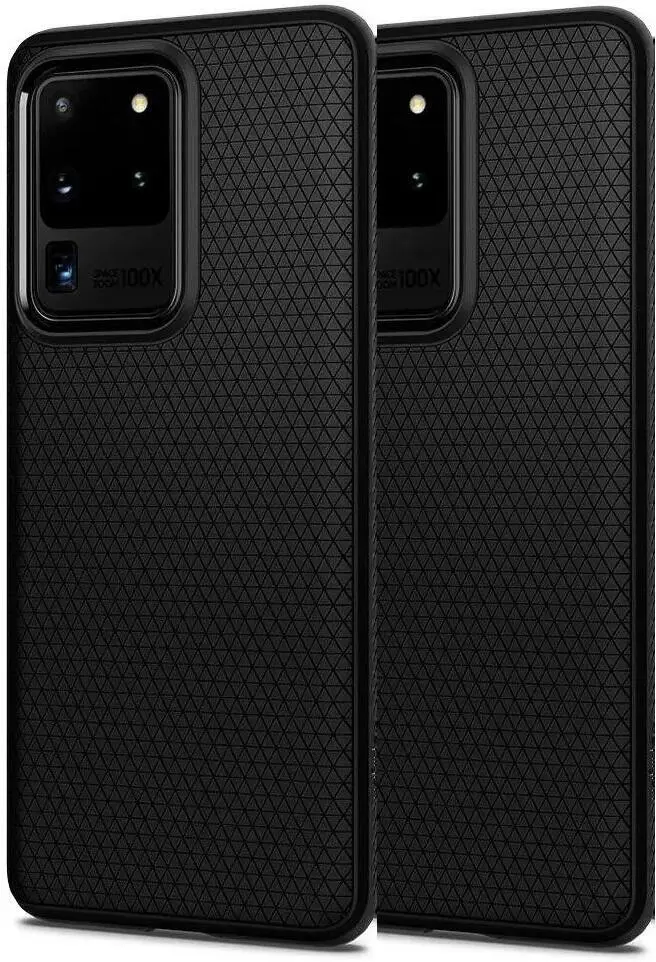 2x Spigen Liquid Air Samsung Galaxy S20 Ultra Hoesje Back Cover Zwart afbeelding