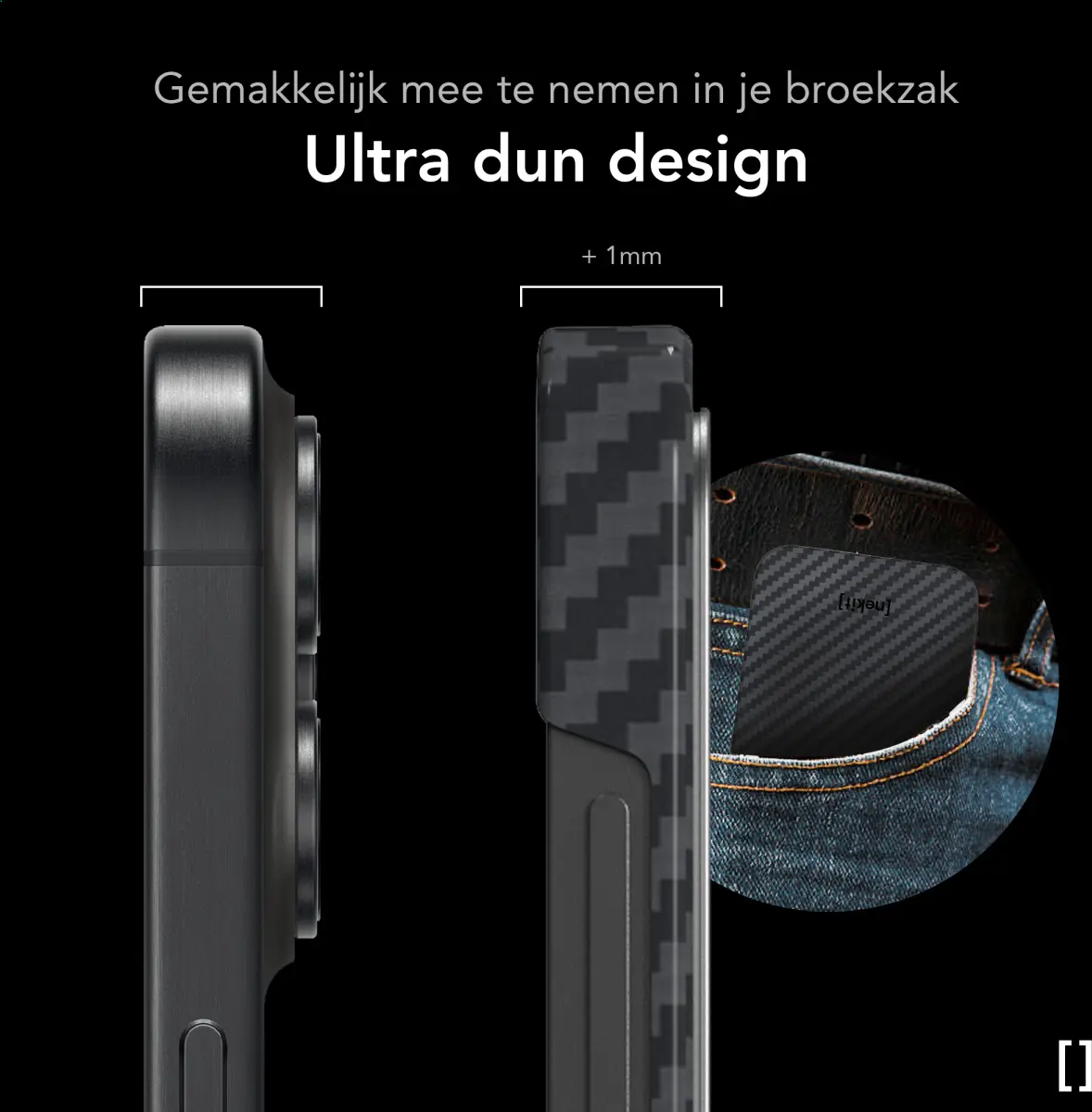 NEKIT Fiber Samsung Galaxy S25 Edge Hoesje MagSafe / Qi2 Kevlar Dun Zwart afbeelding 4