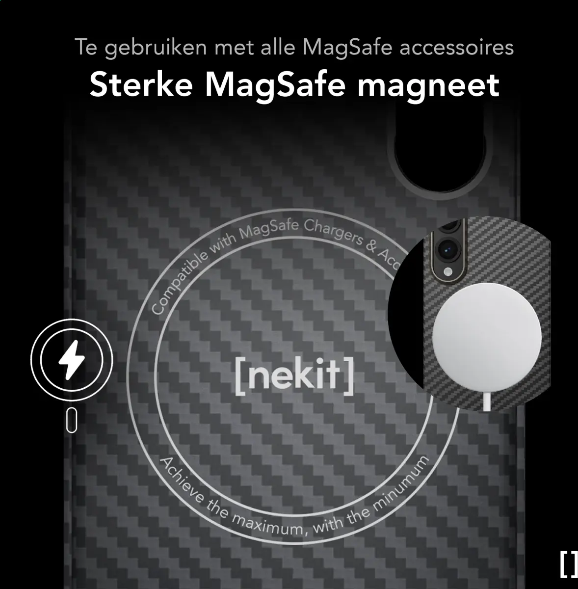NEKIT Fiber Samsung Galaxy S25 Edge Hoesje MagSafe / Qi2 Kevlar Dun Zwart afbeelding 5