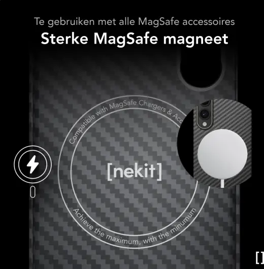 NEKIT Fiber Samsung Galaxy S25 Edge Hoesje MagSafe / Qi2 Kevlar Dun Zwart afbeelding 5