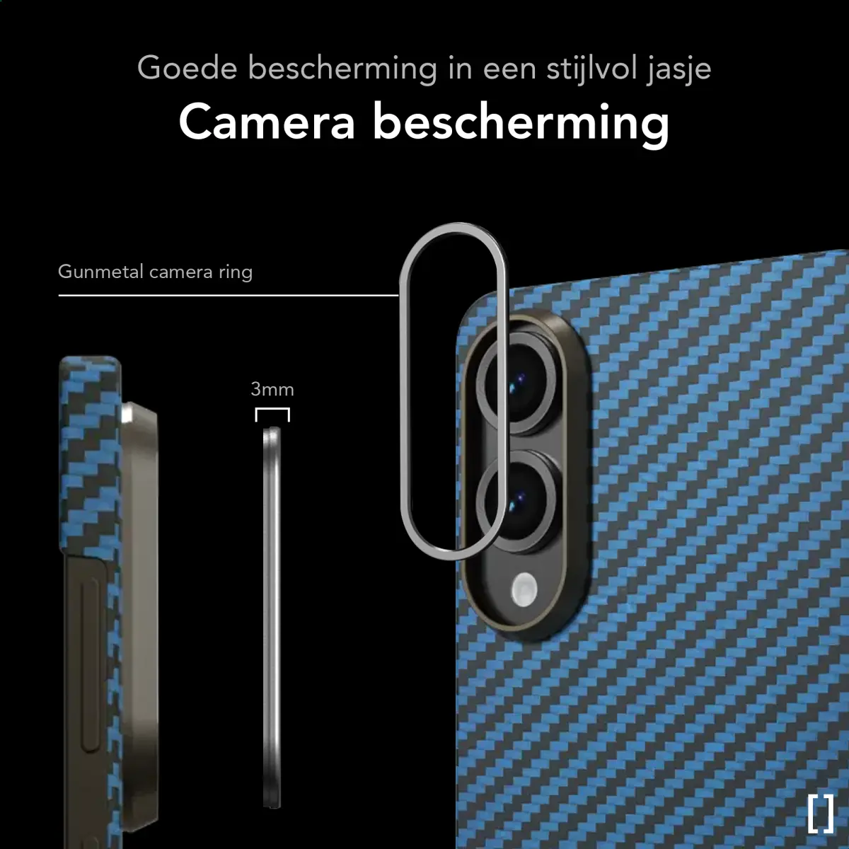 NEKIT Fiber Samsung Galaxy S25 Edge Hoesje MagSafe / Qi2 Kevlar Dun Blauw afbeelding 3