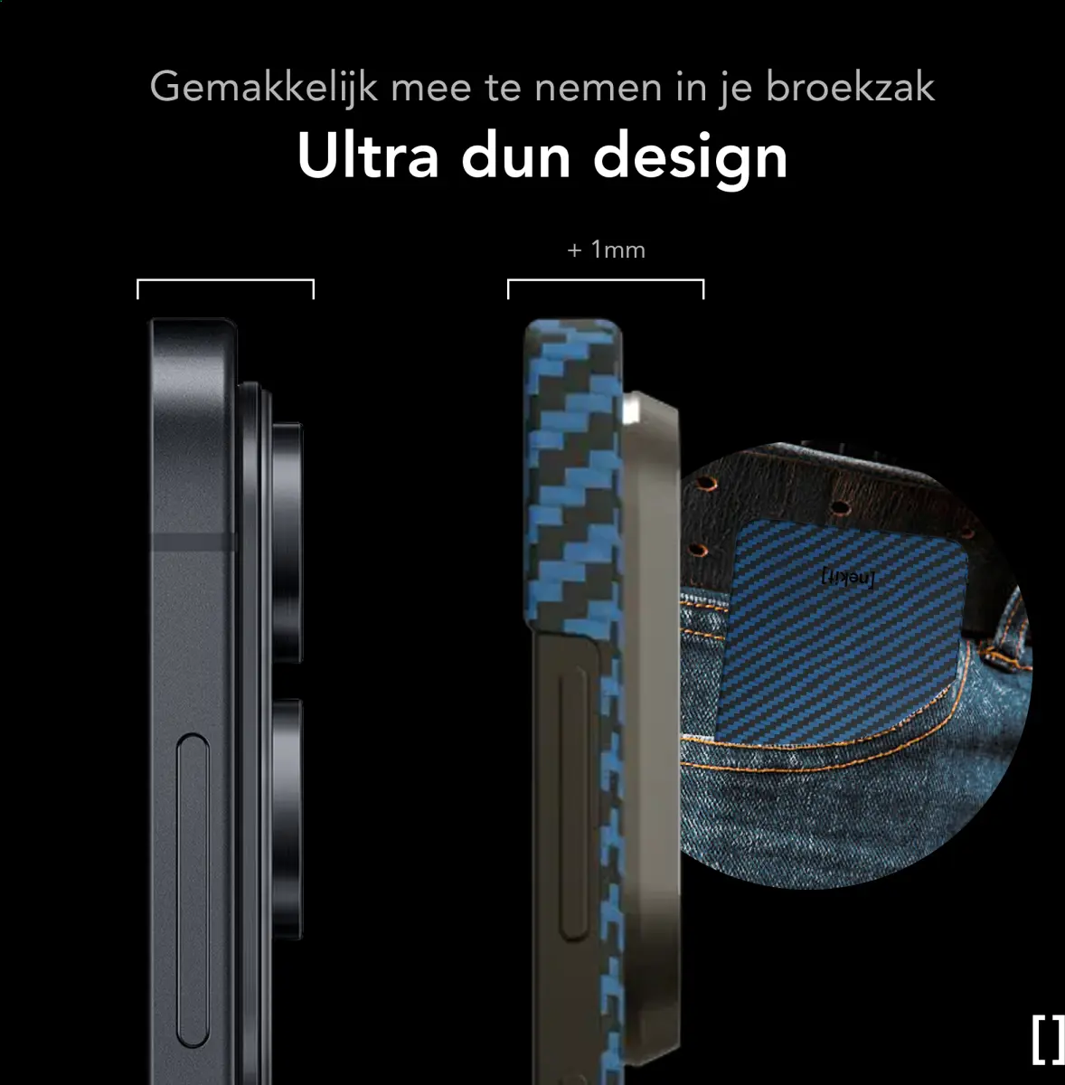 NEKIT Fiber Samsung Galaxy S25 Edge Hoesje MagSafe / Qi2 Kevlar Dun Blauw afbeelding 4