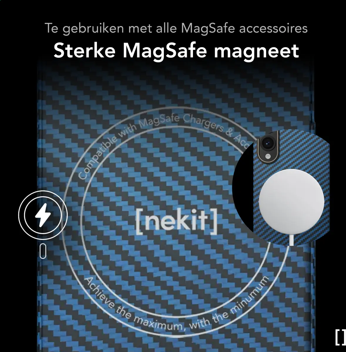 NEKIT Fiber Samsung Galaxy S25 Edge Hoesje MagSafe / Qi2 Kevlar Dun Blauw afbeelding 5