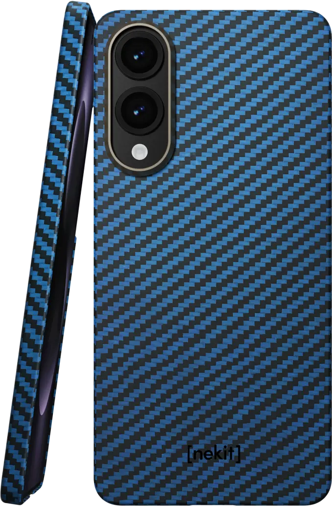 NEKIT Fiber Samsung Galaxy S25 Edge Hoesje MagSafe / Qi2 Kevlar Dun Blauw afbeelding 1