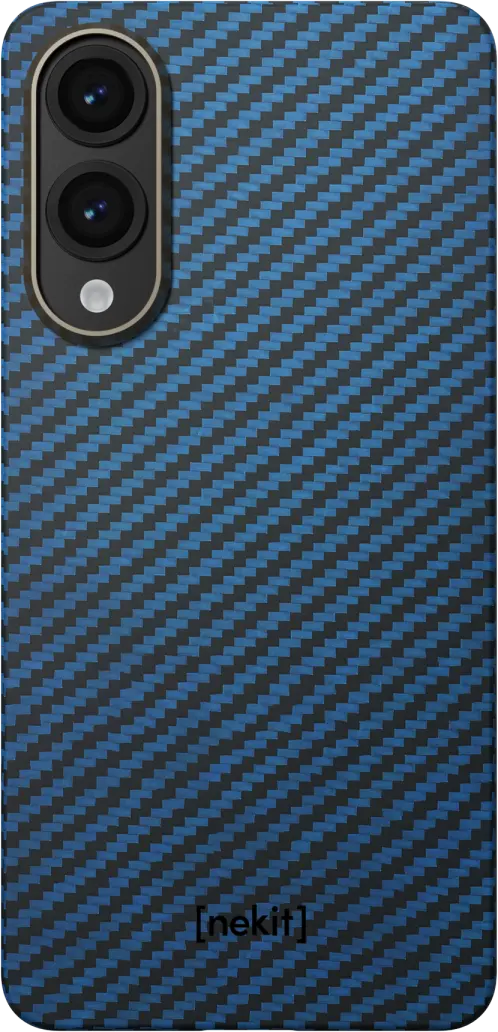 NEKIT Fiber Samsung Galaxy S25 Edge Hoesje MagSafe / Qi2 Kevlar Dun Blauw afbeelding 13
