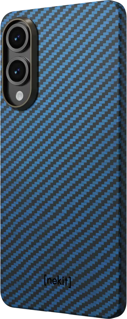 NEKIT Fiber Samsung Galaxy S25 Edge Hoesje MagSafe / Qi2 Kevlar Dun Blauw afbeelding 14