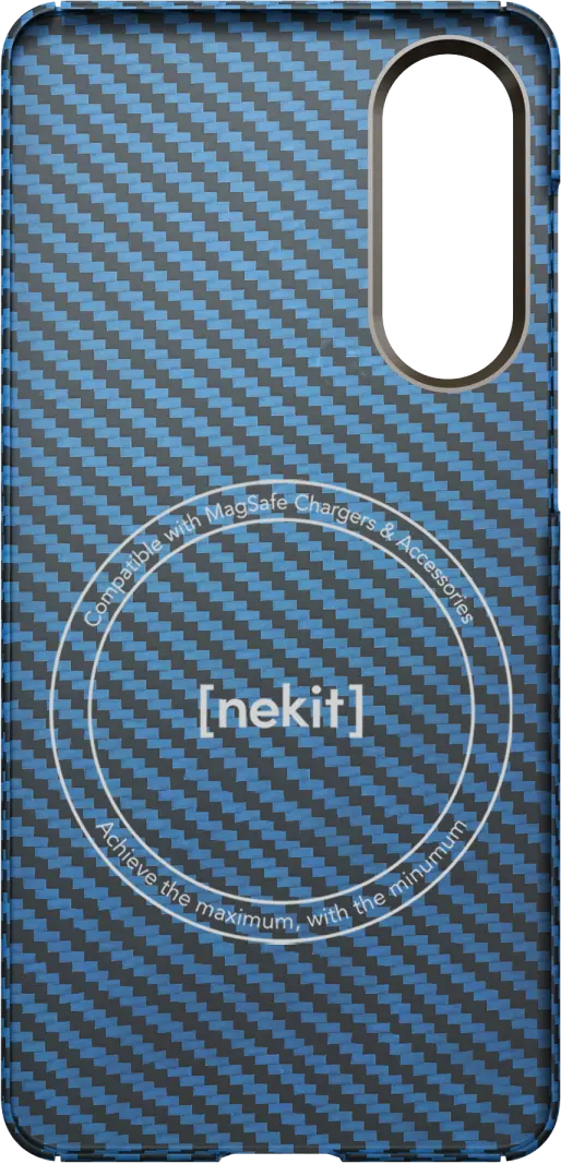 NEKIT Fiber Samsung Galaxy S25 Edge Hoesje MagSafe / Qi2 Kevlar Dun Blauw afbeelding 15