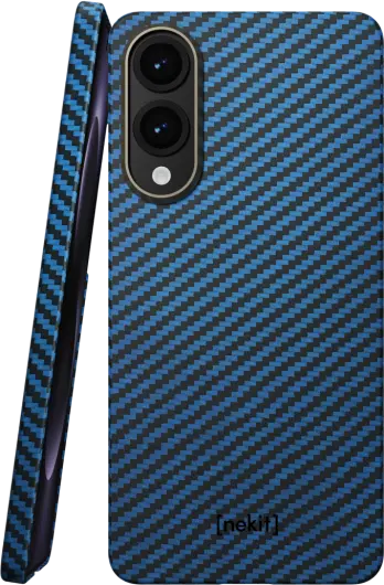 NEKIT Fiber Samsung Galaxy S25 Edge Hoesje MagSafe / Qi2 Kevlar Dun Blauw afbeelding 1