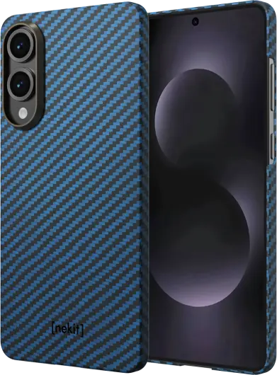 NEKIT Fiber Samsung Galaxy S25 Edge Hoesje MagSafe / Qi2 Kevlar Dun Blauw afbeelding 2