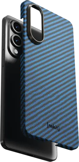 NEKIT Fiber Samsung Galaxy S25 Edge Hoesje MagSafe / Qi2 Kevlar Dun Blauw afbeelding 12